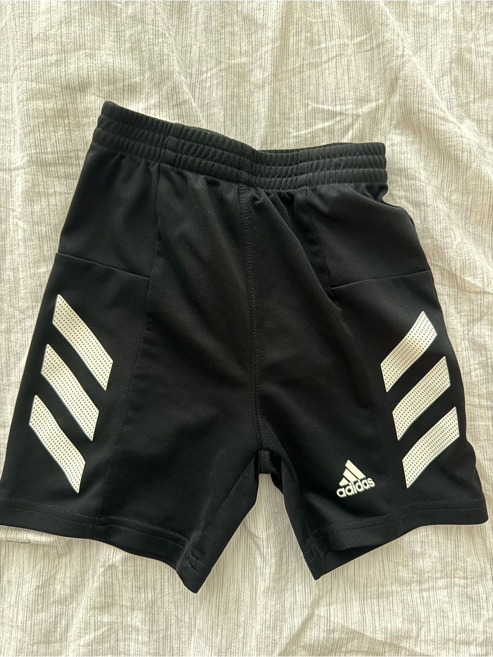 adidas Black Shorts with White Stripe Panels - Kids